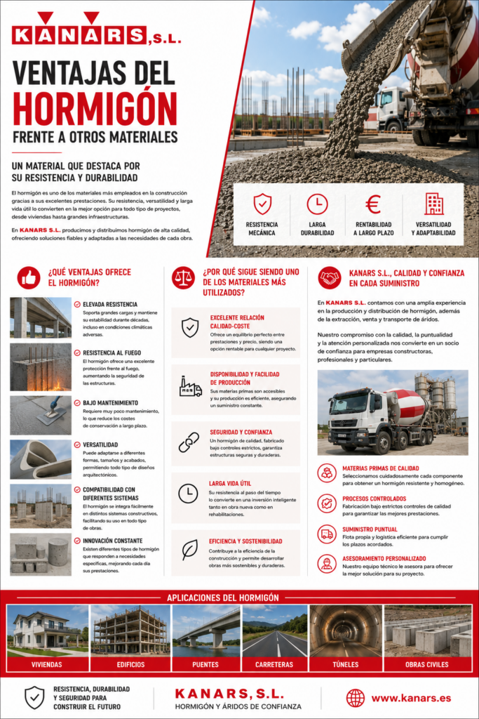 Ilustración sobre Ventajas del hormigón frente a otros materiales