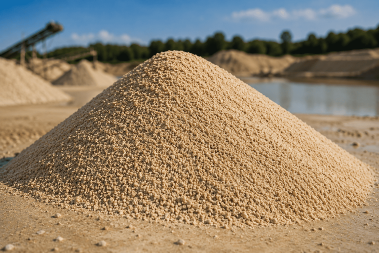 Arena lavada para construcción y fabricación de hormigón
